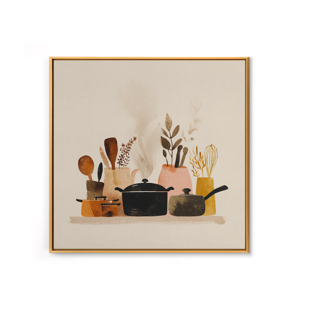 Kitchen Utensil Silhouettes Canvas Print, Kitchen Art, Neutral Decor, Kitchen Decor, Abstract Art, Kitchen, Wall Art, KIT-1x1-69