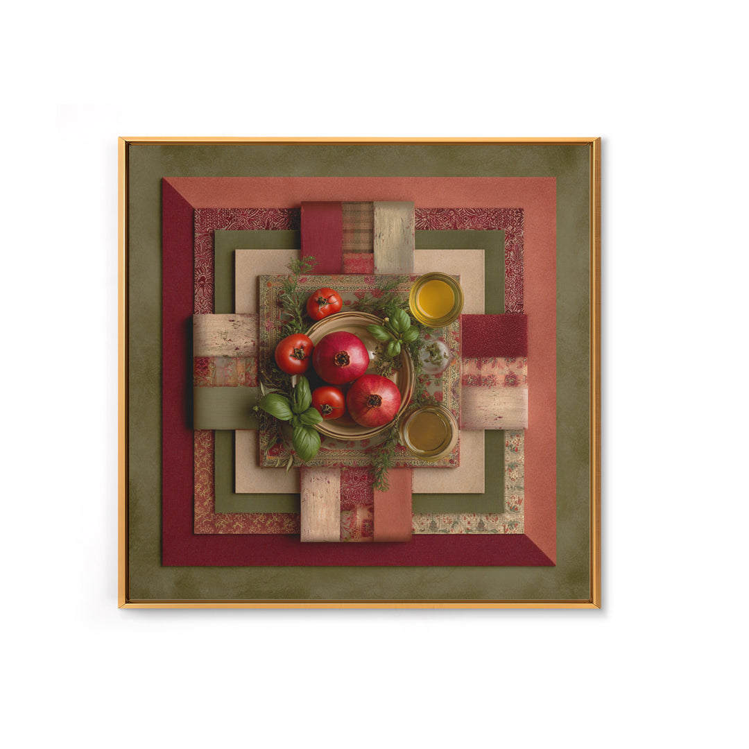 Figs Pomegranates and Linen Composition Framed Canvas Print, Kitchen Art, Poster Art, Kitchen Decor, Fine Art, Kitchen, KIT-1x1-70