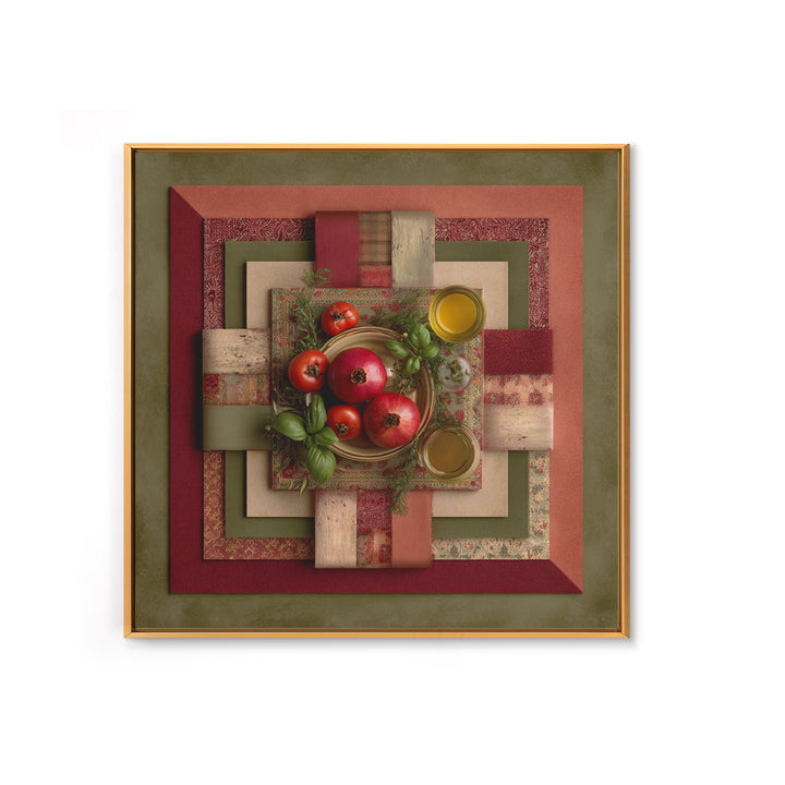 Figs Pomegranates and Linen Composition Framed Canvas Print, Kitchen Art, Poster Art, Kitchen Decor, Fine Art, Kitchen, KIT-1x1-70