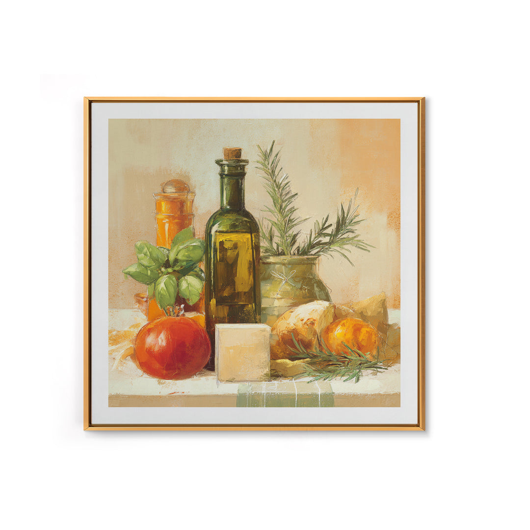 Olive Oil Bottle and Rosemary Branch Canvas Print, Kitchen Art, Room Decor, Kitchen Decor, Fine Art, Kitchen, Digital Art, KIT-1x1-77