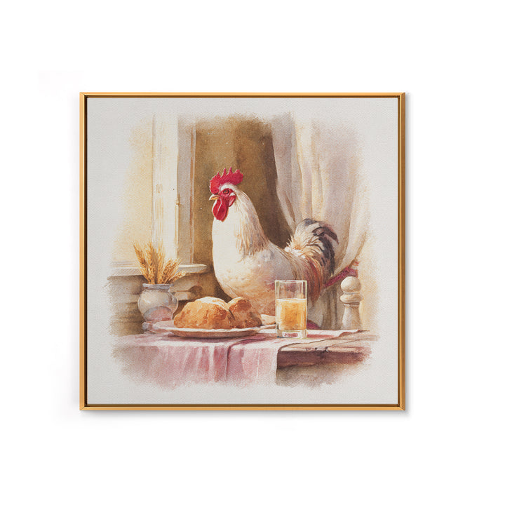 Rooster Portrait for Country Kitchen Charm Framed Canvas Print, Kitchen Art, Textured Painting, Kitchen Decor, Kitchen, KIT-1x1-88