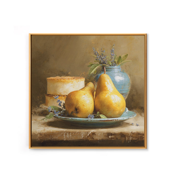 Farmhouse Pears on a Wooden Board Canvas Print, Kitchen Art, Kitchen Art Print, Kitchen Decor, Fine Art, Kitchen, KIT-1x1-9