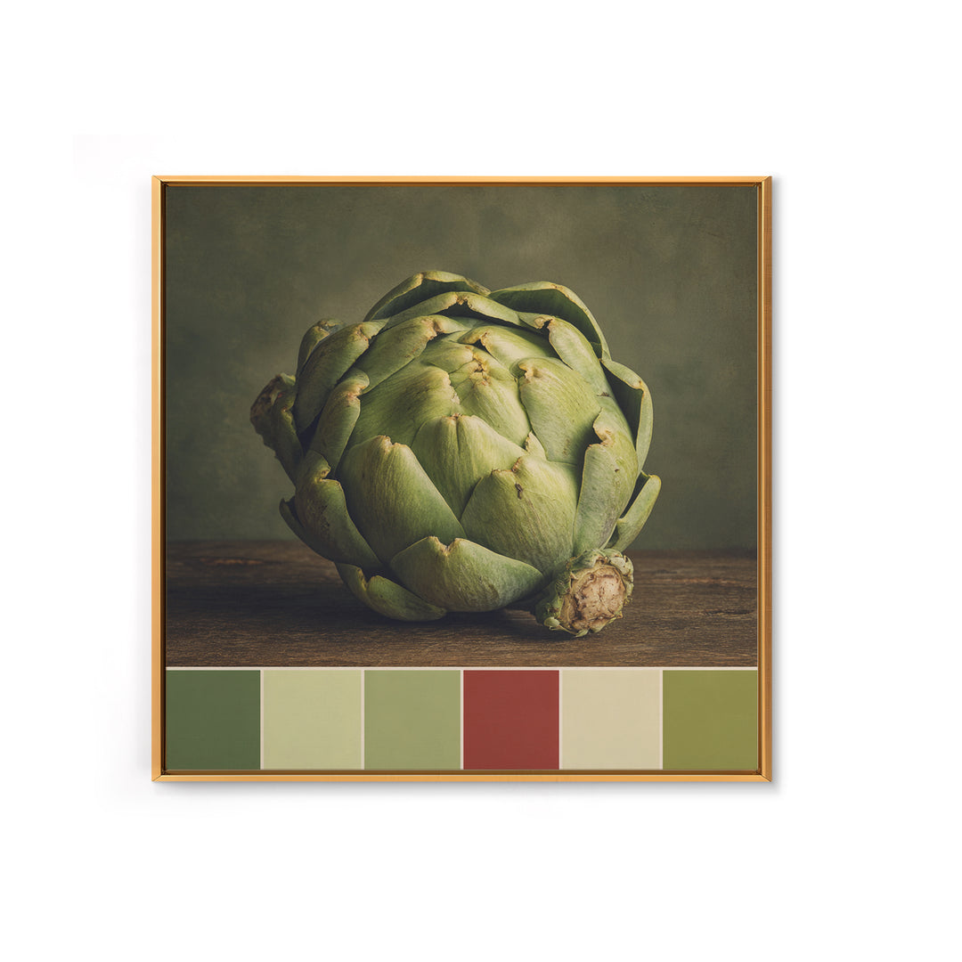 Artichoke Closeup in Painterly Green Tones Canvas Print, Kitchen Art, Coffee Print, Kitchen Decor, Fine Art, Kitchen, KIT-1x1-92