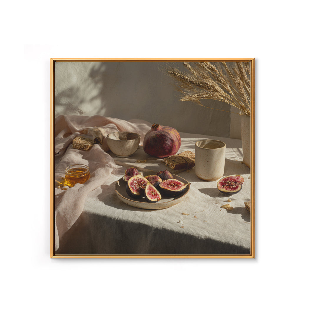 Figs Pomegranates and Linen Composition Canvas Print, Kitchen Art, Kitchen Art Print, Kitchen Decor, Abstract Art, Kitchen, KIT-1x1-94