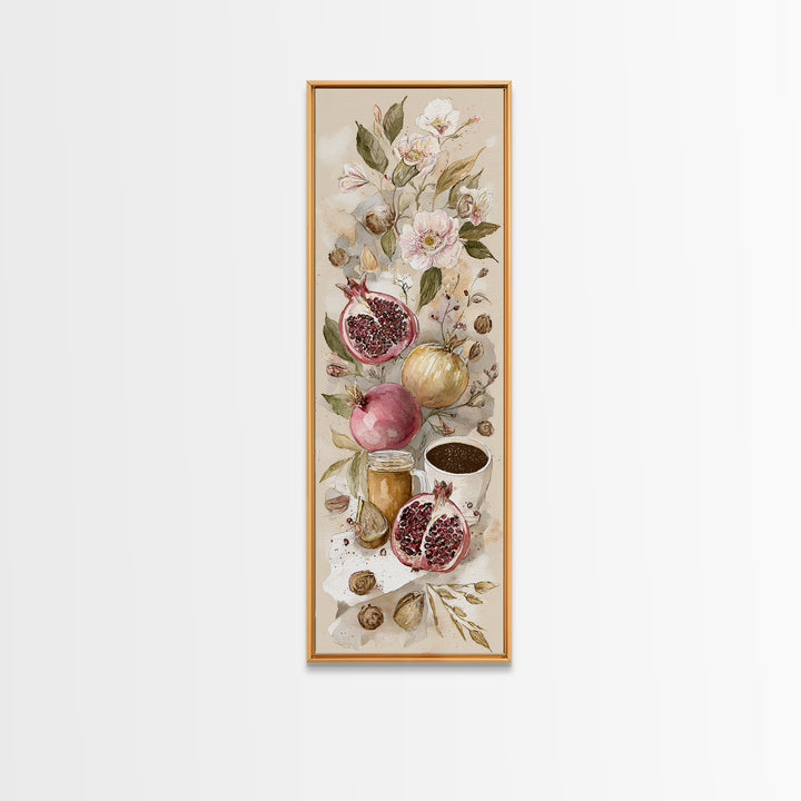 Figs Pomegranates and Linen Composition Canvas Print, Kitchen Art, Modern Art, Kitchen Decor, Abstract Art, Kitchen, KIT-1x3-10