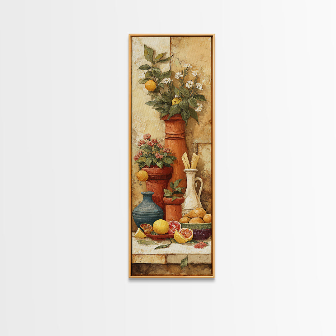 Fresh Herbs in Terracotta Pots Canvas Print, Kitchen Art, Statement Artwork, Kitchen Decor, Fine Art, Kitchen, Wall Decor, KIT-1x3-13