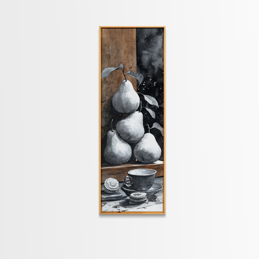 Wine Bottle Grapes and Cheese Still Life Framed Canvas Print, Kitchen Art, Art Print, Kitchen Decor, Fine Art, Kitchen, KIT-1x3-24