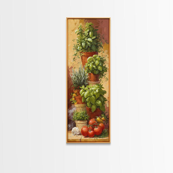 Fresh Herbs in Terracotta Pots Canvas Print, Kitchen Art, Statement Artwork, Kitchen Decor, Fine Art, Kitchen, Wall Decor, KIT-1x3-37