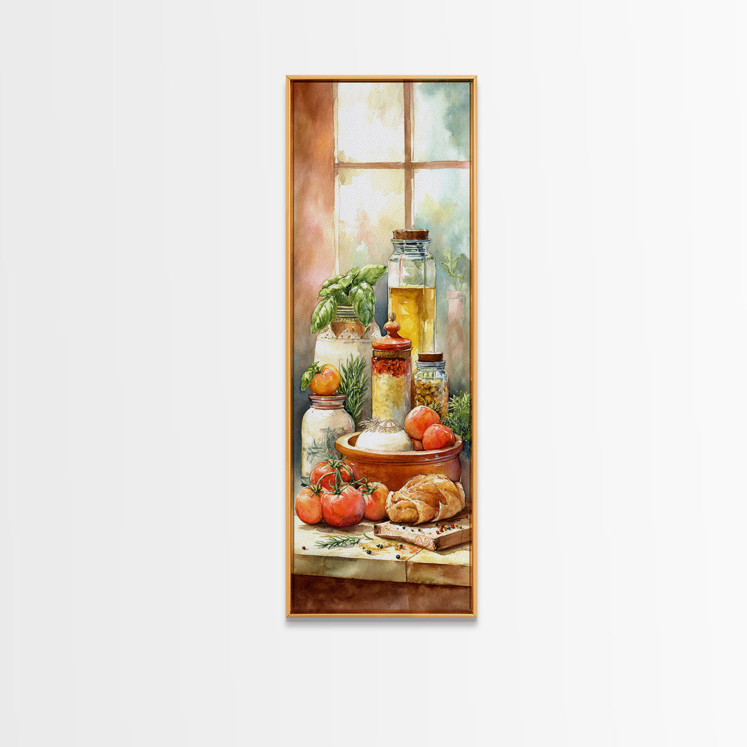 Watercolor Spice Jars Without Readable Labels Canvas Print, Kitchen Art, Kitchen Print, Kitchen Decor, Fine Art, Kitchen, KIT-1x3-49