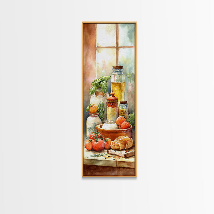 Watercolor Spice Jars Without Readable Labels Canvas Print, Kitchen Art, Kitchen Print, Kitchen Decor, Fine Art, Kitchen, KIT-1x3-49