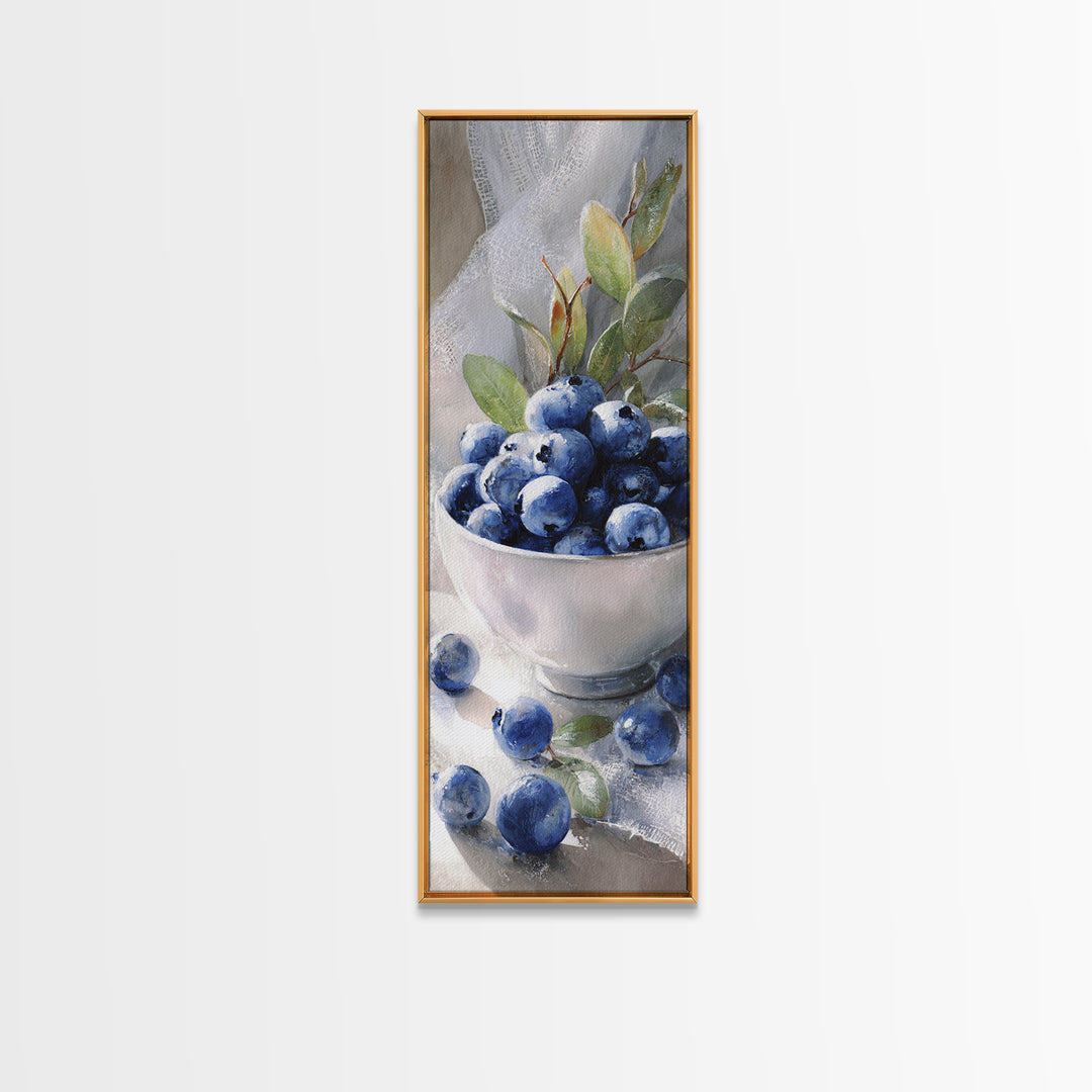 Blueberries in a White Bowl Canvas Print, Kitchen Art, Contemporary Art, Kitchen Decor, Fine Art, Kitchen, Kitchen Wall Art, KIT-1x3-7