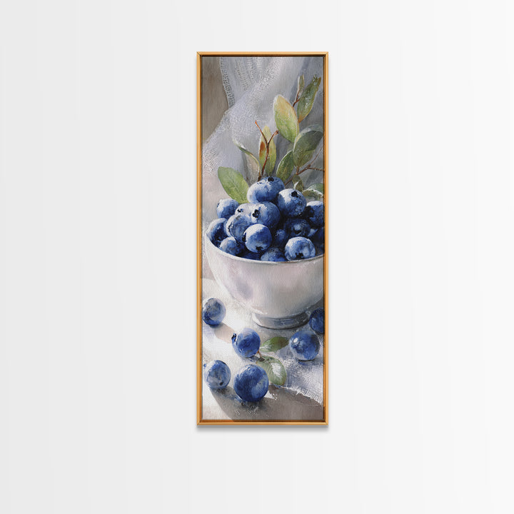 Blueberries in a White Bowl Canvas Print, Kitchen Art, Contemporary Art, Kitchen Decor, Fine Art, Kitchen, Kitchen Wall Art, KIT-1x3-7