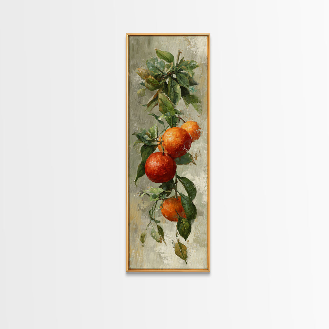 Orange Citrus Botanical Branch Framed Canvas Print, Kitchen Art, Minimalist Wall Art, Kitchen Decor, Fine Art, Kitchen, KIT-1x3-71