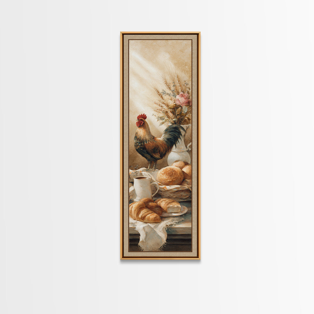 Rooster Portrait for Country Kitchen Charm Framed Canvas Print, Kitchen Art, Kitchen Wall Art, Kitchen Decor, Fine Art, Kitchen, KIT-1x3-76