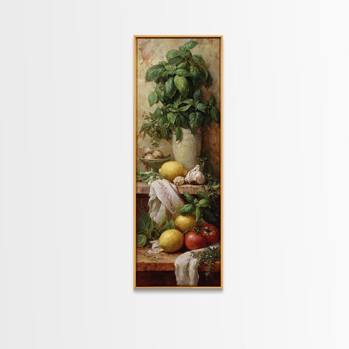 Pasta Lemons and Basil Mediterranean Still Life Canvas Print, Kitchen Art, Art Print, Kitchen Decor, Fine Art, Kitchen, KIT-1x3-77