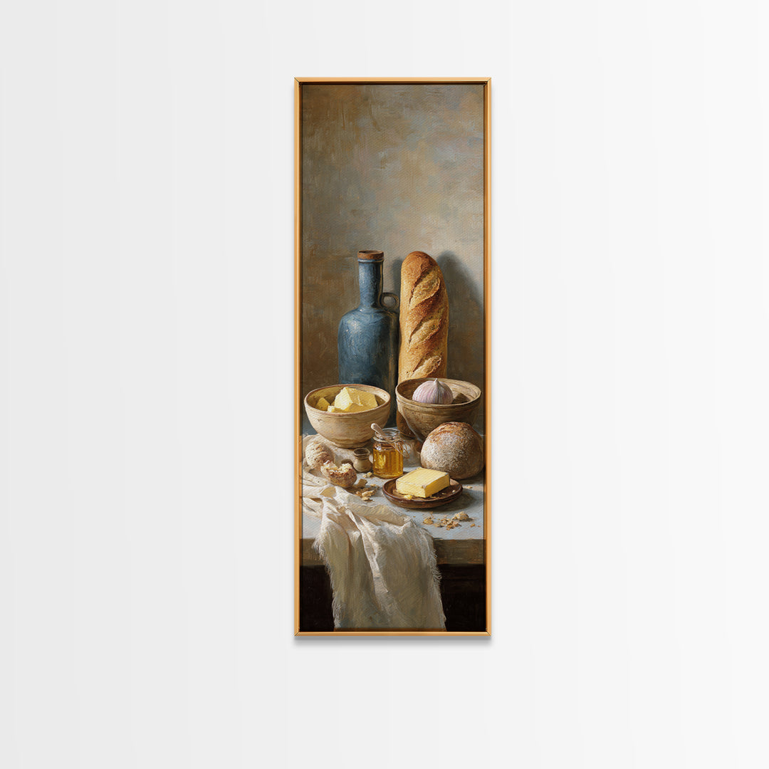 Fresh Bread with Butter and Honey Canvas Print, Kitchen Art, Bar Cart Decor, Kitchen Decor, Fine Art, Kitchen, Minimalist Decor, KIT-1x3-78