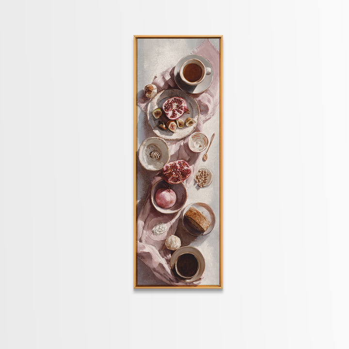 Figs Pomegranates and Linen Composition Canvas Print, Kitchen Art, Gallery Decor, Kitchen Decor, Fine Art, Kitchen, KIT-1x3-82