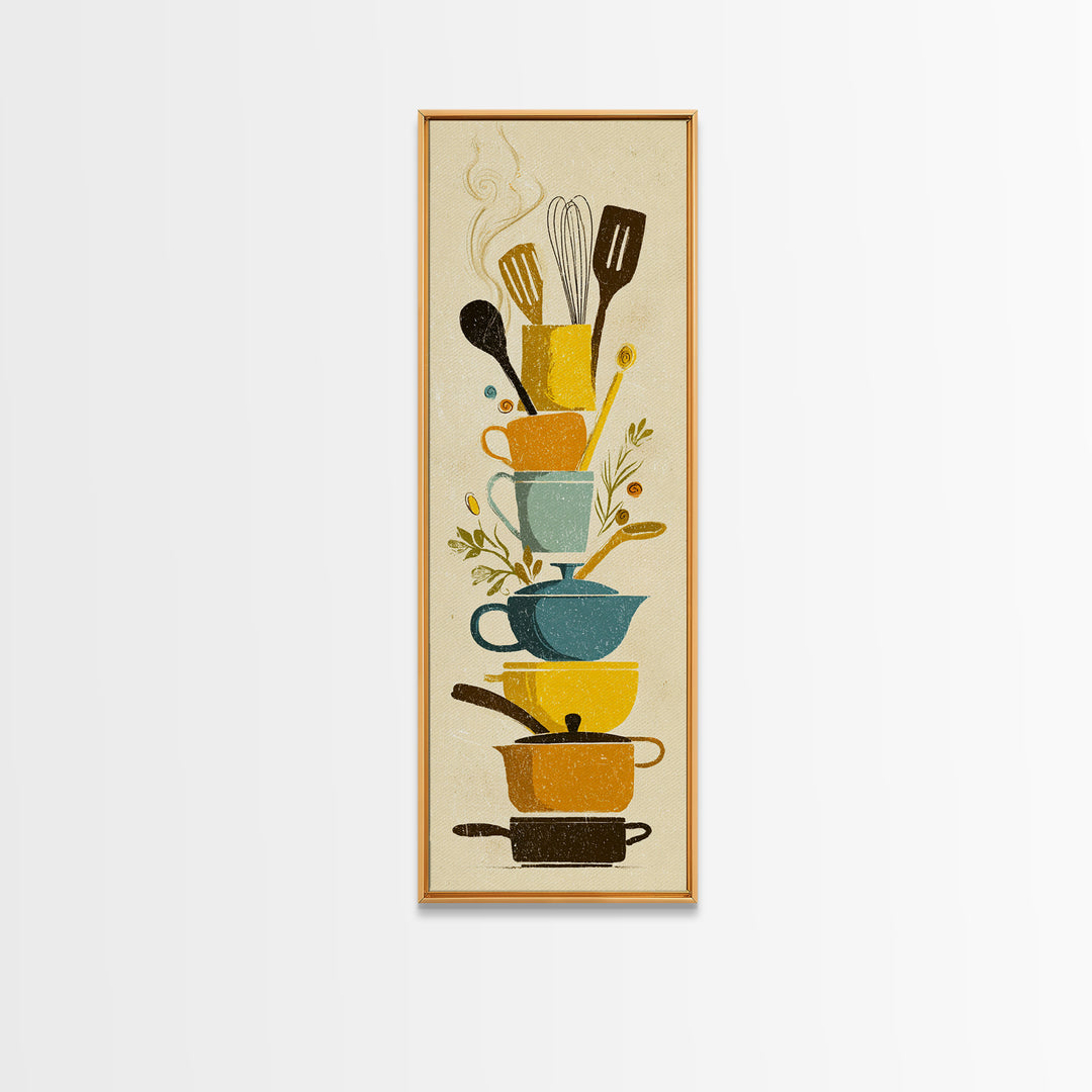 Kitchen Utensil Silhouettes Canvas Print, Kitchen Art, Neutral Decor, Kitchen Decor, Abstract Art, Kitchen, Wall Art, KIT-1x3-9