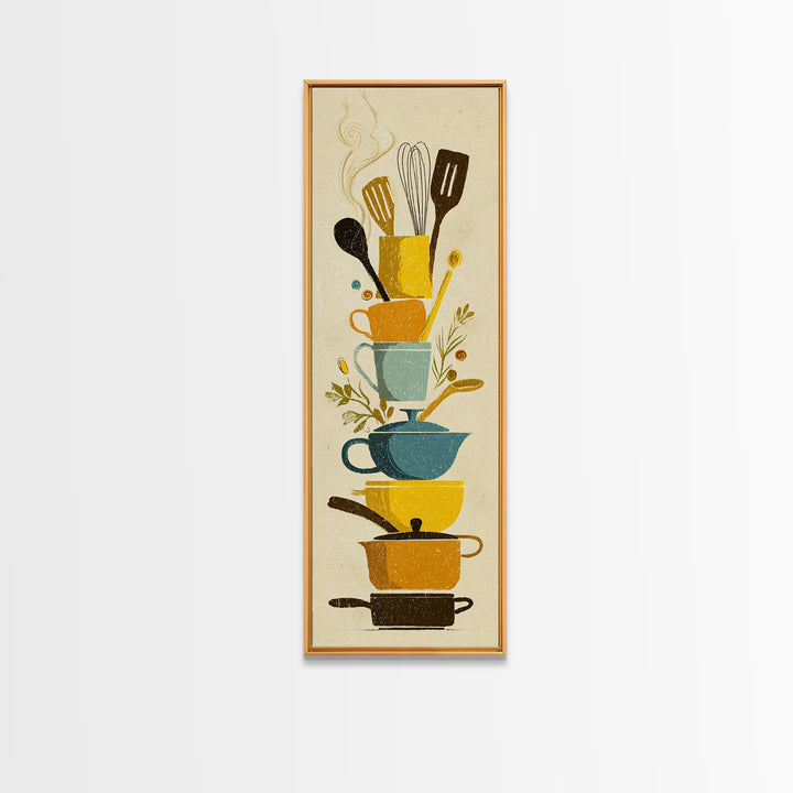 Kitchen Utensil Silhouettes Canvas Print, Kitchen Art, Neutral Decor, Kitchen Decor, Abstract Art, Kitchen, Wall Art, KIT-1x3-9