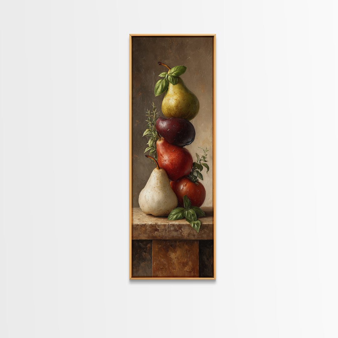 Farmhouse Pears on a Wooden Board Canvas Print, Kitchen Art, Minimalist Decor, Kitchen Decor, Fine Art, Kitchen, Art Deco, KIT-1x3-93