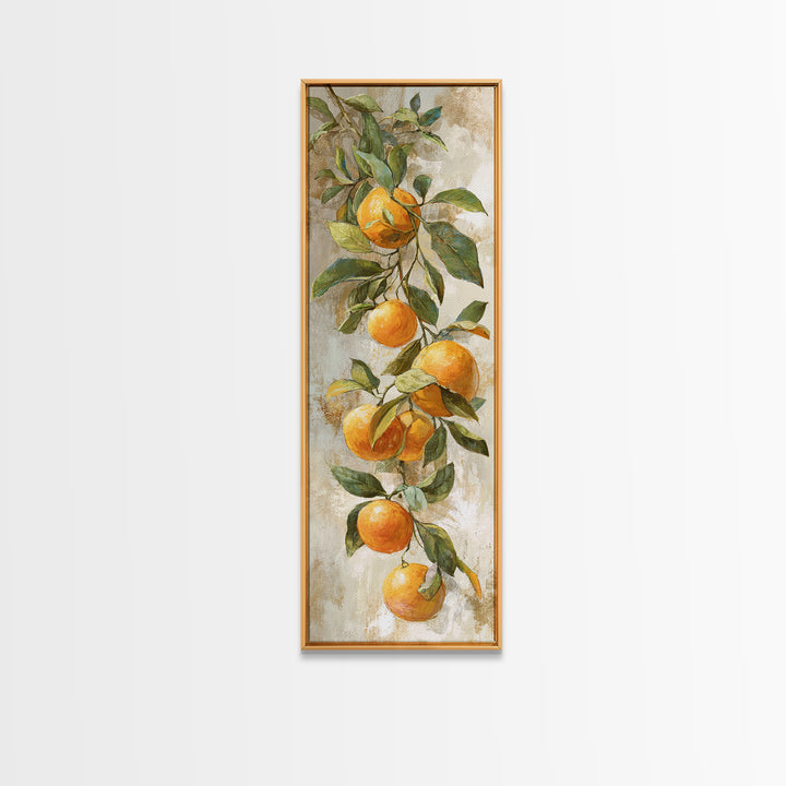 Orange Citrus Botanical Branch Canvas Print, Kitchen Art, Kitchen Print, Kitchen Decor, Oil Painting, Kitchen, Art Print, KIT-1x3-95