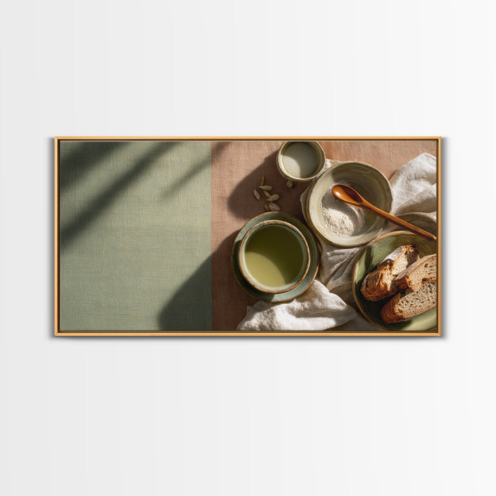 Artichoke Closeup in Painterly Green Tones Framed Canvas Print, Kitchen Art, Fine Art Print, Kitchen Decor, Fine Art, Kitchen, KIT-2x1-16