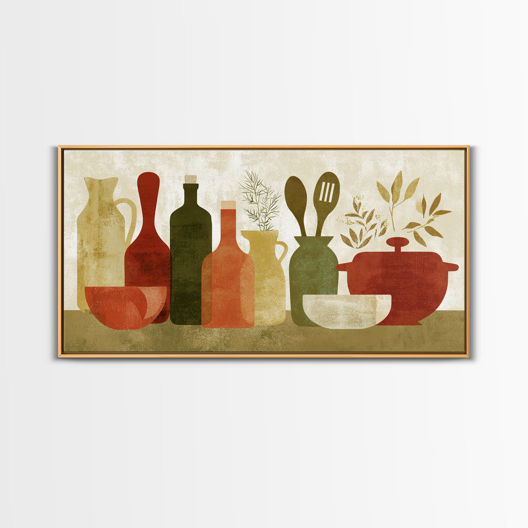 Kitchen Utensil Silhouettes Canvas Print, Kitchen Art, Contemporary Art, Kitchen Decor, Abstract Art, Kitchen, Kitchen Wall Art, KIT-2x1-17