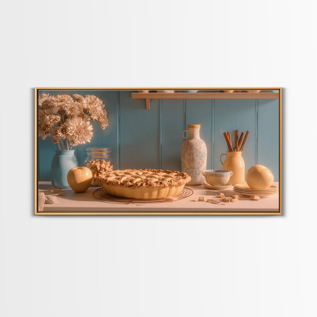 Apple Pie Cooling Framed Canvas Print, Kitchen Art, Minimalist Decor, Kitchen Decor, Kitchen, Art Deco, Kitchen Wall Art, KIT-2x1-28