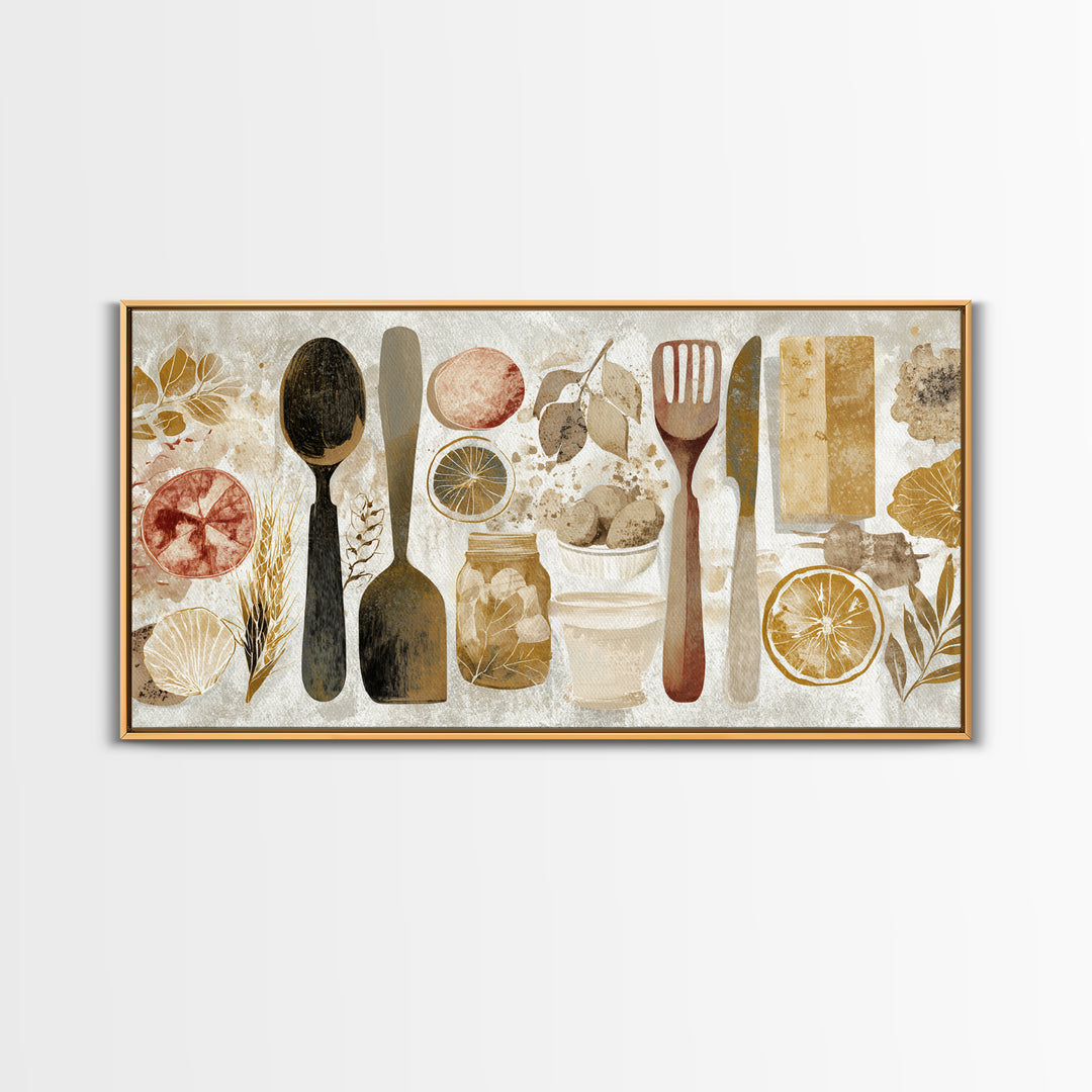 Kitchen Utensil Silhouettes Canvas Print, Kitchen Art, Contemporary Art, Kitchen Decor, Abstract Art, Kitchen, Kitchen Wall Art, KIT-2x1-41