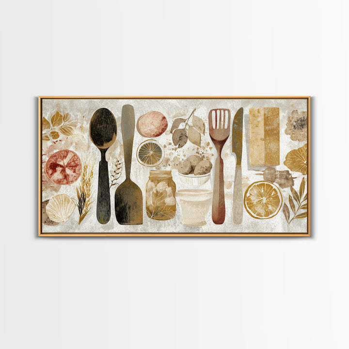 Kitchen Utensil Silhouettes Canvas Print, Kitchen Art, Contemporary Art, Kitchen Decor, Abstract Art, Kitchen, Kitchen Wall Art, KIT-2x1-41