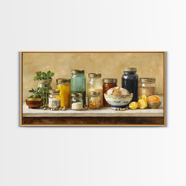 Watercolor Spice Jars Without Readable Labels Canvas Print, Kitchen Art, Kitchen Decor, Kitchen, Kitchen Art Print, KIT-2x1-81