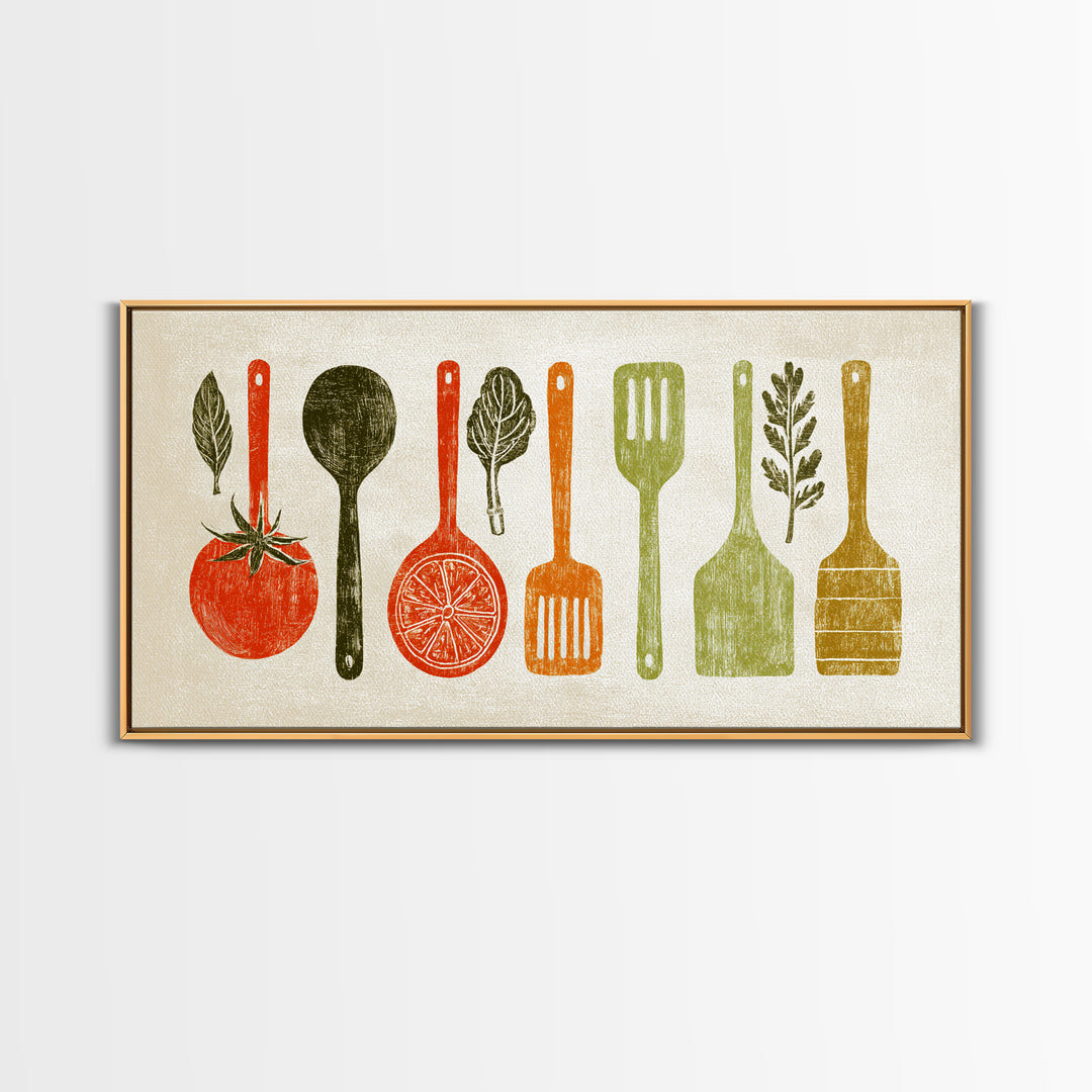 Kitchen Utensil Silhouettes Canvas Print, Kitchen Art, Art Deco, Kitchen Decor, Fine Art, Kitchen, Poster Art, Trendy Wall Art, KIT-2x1-89