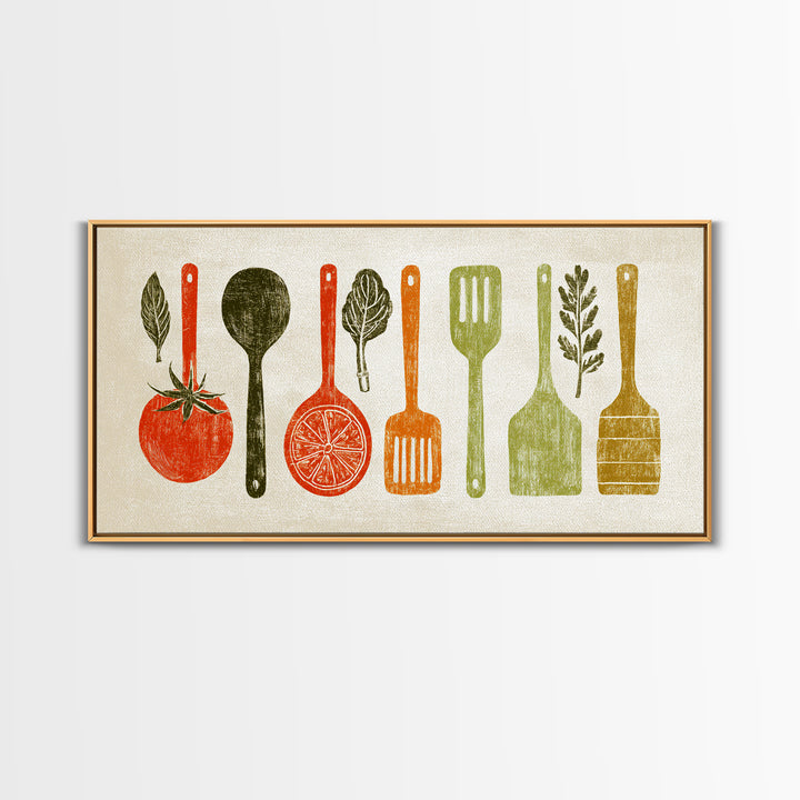 Kitchen Utensil Silhouettes Canvas Print, Kitchen Art, Art Deco, Kitchen Decor, Fine Art, Kitchen, Poster Art, Trendy Wall Art, KIT-2x1-89