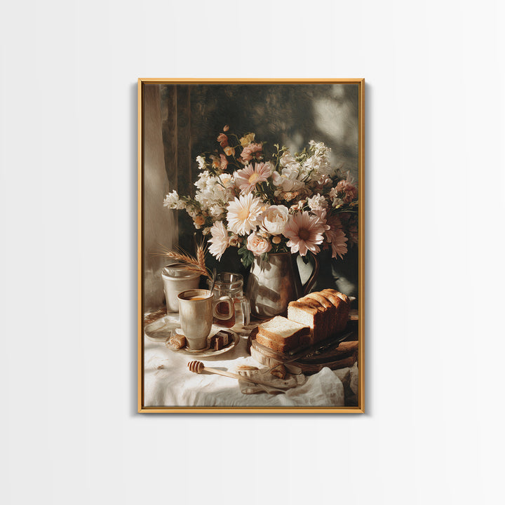 Floral Bouquet in a Kitchen Pitcher Canvas Print, Kitchen Art, Kitchen Print, Kitchen Decor, Fine Art, Kitchen, Art Print, KIT-2x3-32