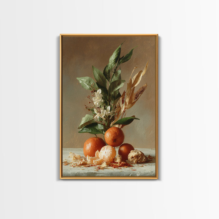 Orange Citrus Botanical Branch Framed Canvas Print, Kitchen Art, Contemporary Art, Kitchen Decor, Kitchen, Kitchen Wall Art, KIT-2x3-43