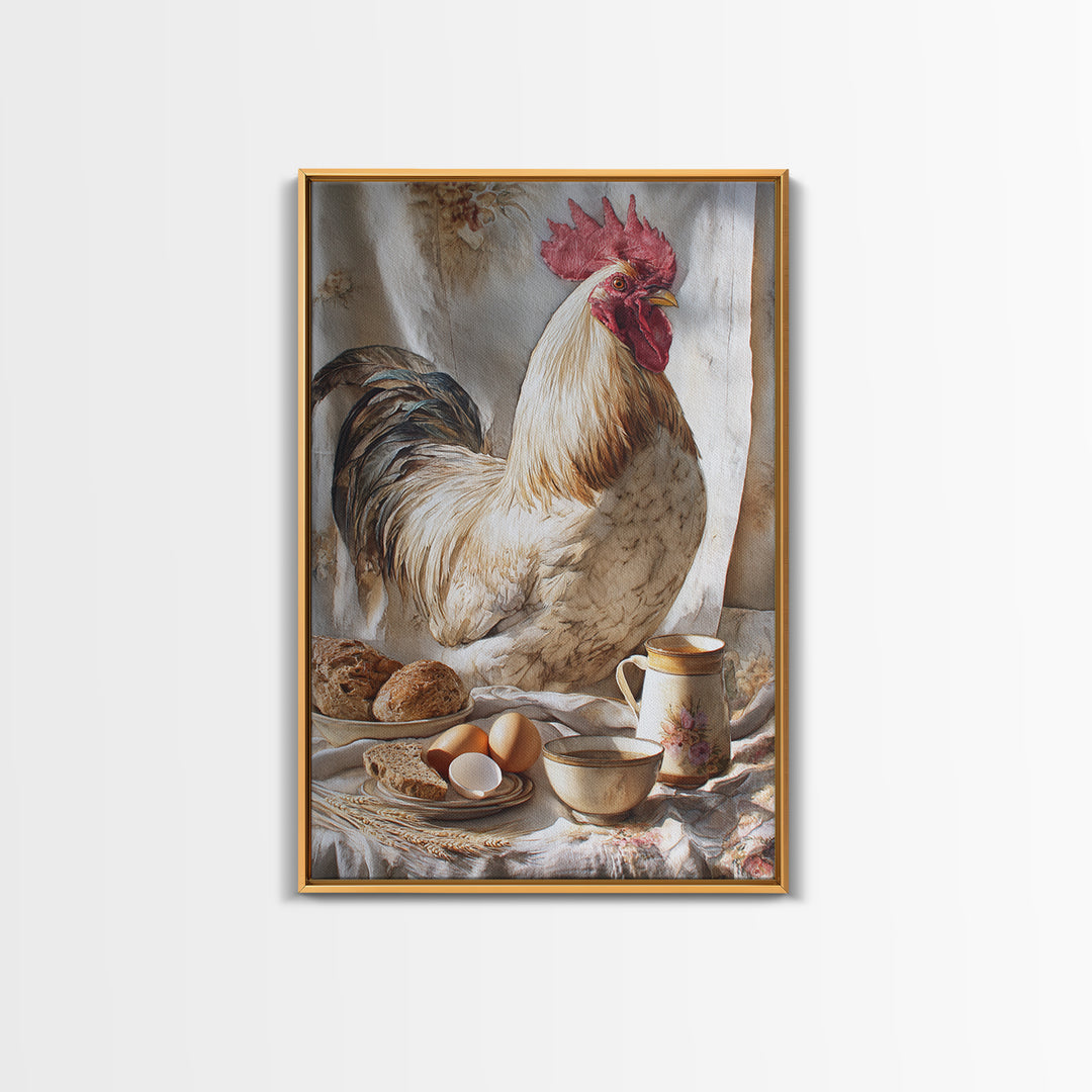 Rooster Portrait for Country Kitchen Charm Framed Canvas Print, Kitchen Art, Boho Decor, Kitchen Decor, Fine Art, Kitchen, KIT-2x3-48