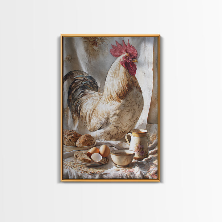 Rooster Portrait for Country Kitchen Charm Framed Canvas Print, Kitchen Art, Boho Decor, Kitchen Decor, Fine Art, Kitchen, KIT-2x3-48