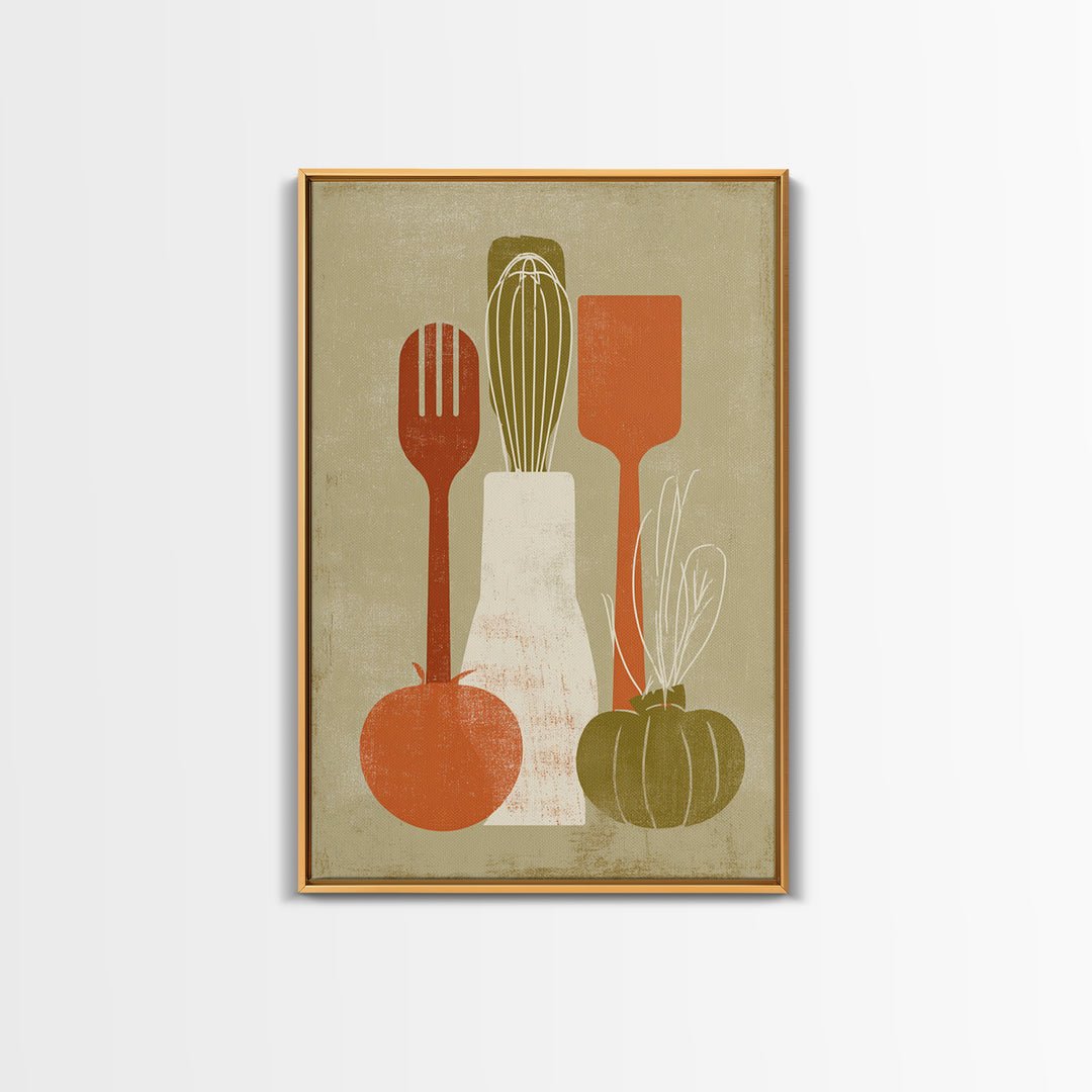 Kitchen Utensil Silhouettes Canvas Print, Kitchen Art, Home Decor, Kitchen Decor, Abstract Art, Kitchen, Digital Print, KIT-2x3-5