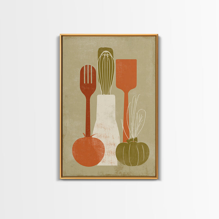 Kitchen Utensil Silhouettes Canvas Print, Kitchen Art, Home Decor, Kitchen Decor, Abstract Art, Kitchen, Digital Print, KIT-2x3-5
