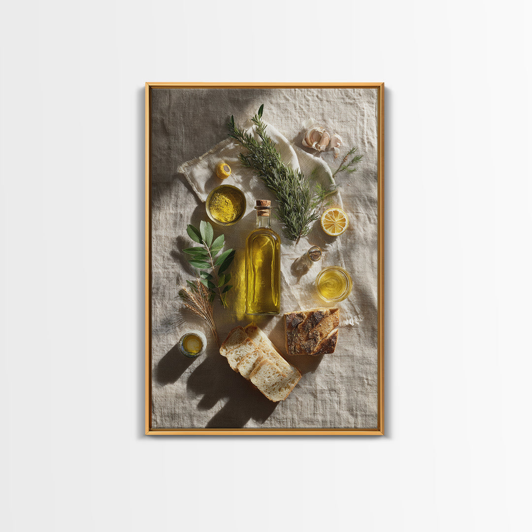 Olive Oil Bottle and Rosemary Branch Canvas Print, Kitchen Art, Printable Wall Art, Kitchen Decor, Fine Art, Kitchen, KIT-2x3-61
