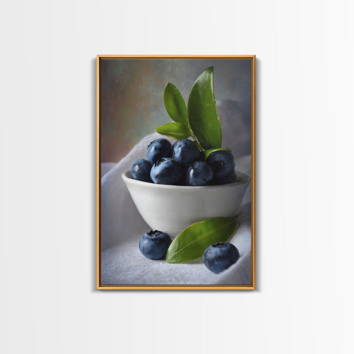 Blueberries in a White Bowl Canvas Print, Kitchen Art, Kitchen Wall Art, Kitchen Decor, Fine Art, Kitchen, Dining Room Wall Art, KIT-2x3-99