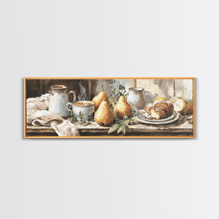 Farmhouse Pears on a Wooden Board Framed Canvas Print, Kitchen Art, Digital Print, Kitchen Decor, Kitchen, Kitchen Print, KIT-3x1-1
