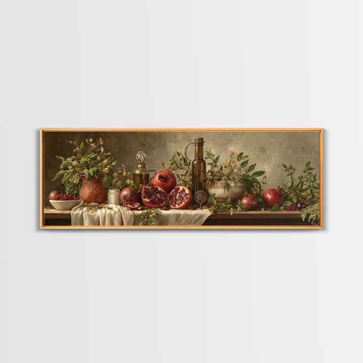 Figs Pomegranates and Linen Composition Canvas Print, Kitchen Art, Kitchen Art Print, Kitchen Decor, Abstract Art, Kitchen, KIT-3x1-14