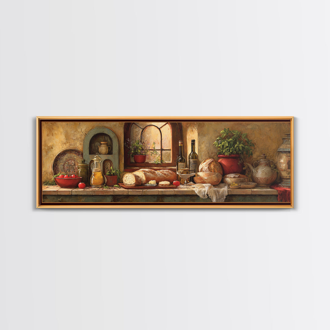 Fresh Bread with Butter and Honey Framed Canvas Print, Kitchen Art, Kitchen Wall Art, Kitchen Decor, Fine Art, Kitchen, KIT-3x1-58
