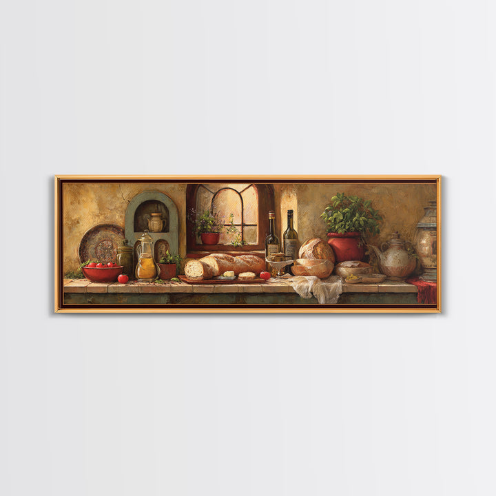Fresh Bread with Butter and Honey Framed Canvas Print, Kitchen Art, Kitchen Wall Art, Kitchen Decor, Fine Art, Kitchen, KIT-3x1-58
