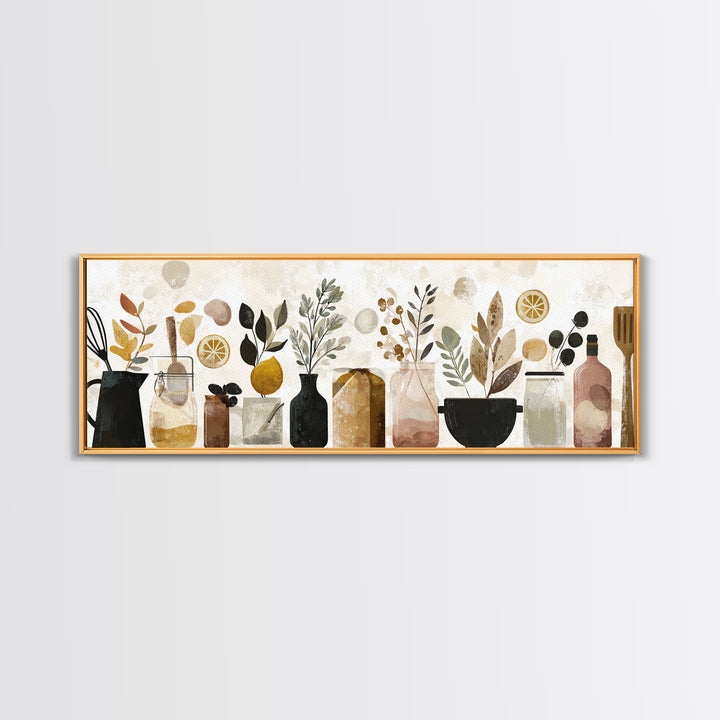 Kitchen Utensil Silhouettes Canvas Print, Kitchen Art, Kitchen Prints, Kitchen Decor, Abstract Art, Kitchen, Statement Artwork, KIT-3x1-85