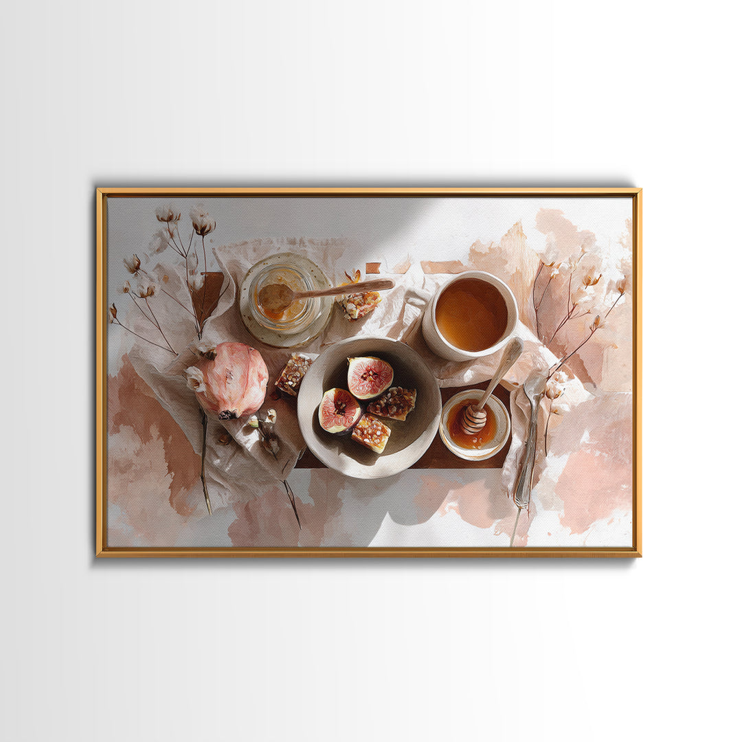 Figs Pomegranates and Linen Composition Canvas Print, Kitchen Art, Coffee Art, Kitchen Decor, Fine Art, Kitchen, Fine Art Print, KIT-3x2-98
