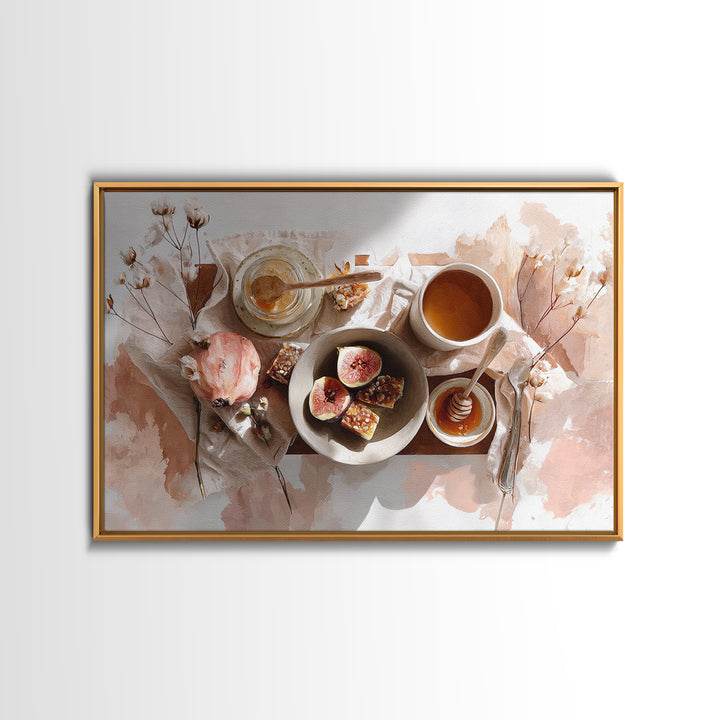 Figs Pomegranates and Linen Composition Canvas Print, Kitchen Art, Coffee Art, Kitchen Decor, Fine Art, Kitchen, Fine Art Print, KIT-3x2-98