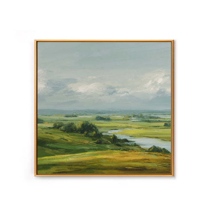 Rolling Green Hills Canvas Print, Landscape Art, Floral Wall Art, Living Room Decor, Fine Art, Horizon, Minimalist Decor, LAN-1x1-54