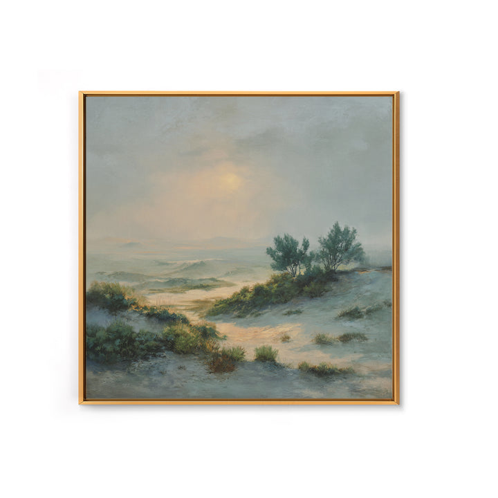 Desert Dunes under Pale Moon Canvas Print, Landscape Art, Gallery Decor, Living Room Decor, Fine Art, Horizon, Wall Art, LAN-1x1-59